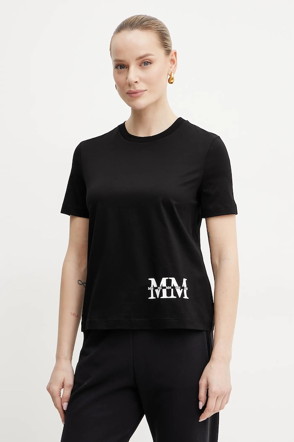 Bavlnené tričko MM by Max Mara potlač čierna 2516941038600