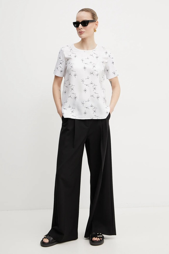 Blúzka s prímesou hodvábu MM by Max Mara 2516941087600 biela SS25