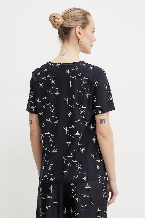 Îmbrăcăminte MM by Max Mara bluză din amestec de mătase 2516941087600 bleumarin