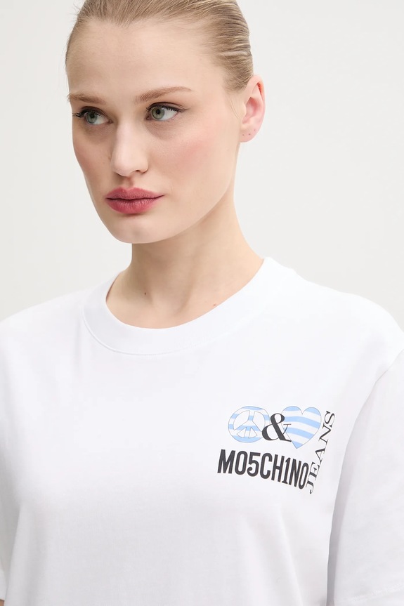 Βαμβακερό μπλουζάκι Moschino Jeans λευκό 0713.3732