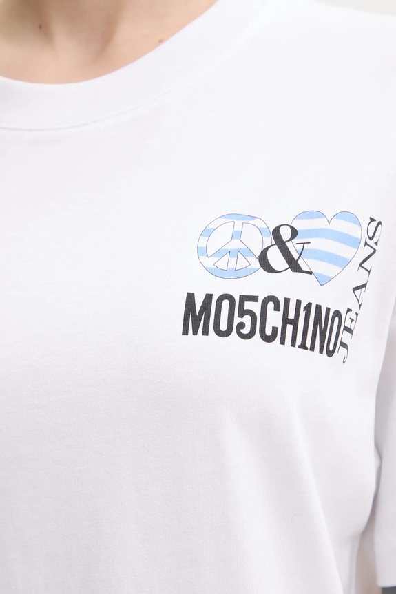 Βαμβακερό μπλουζάκι Moschino Jeans 0713.3732 λευκό