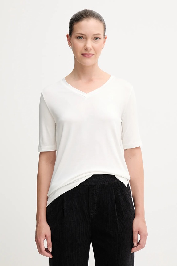 Μπλουζάκι United Colors of Benetton με ελαστάν μπεζ 3Z12D401G