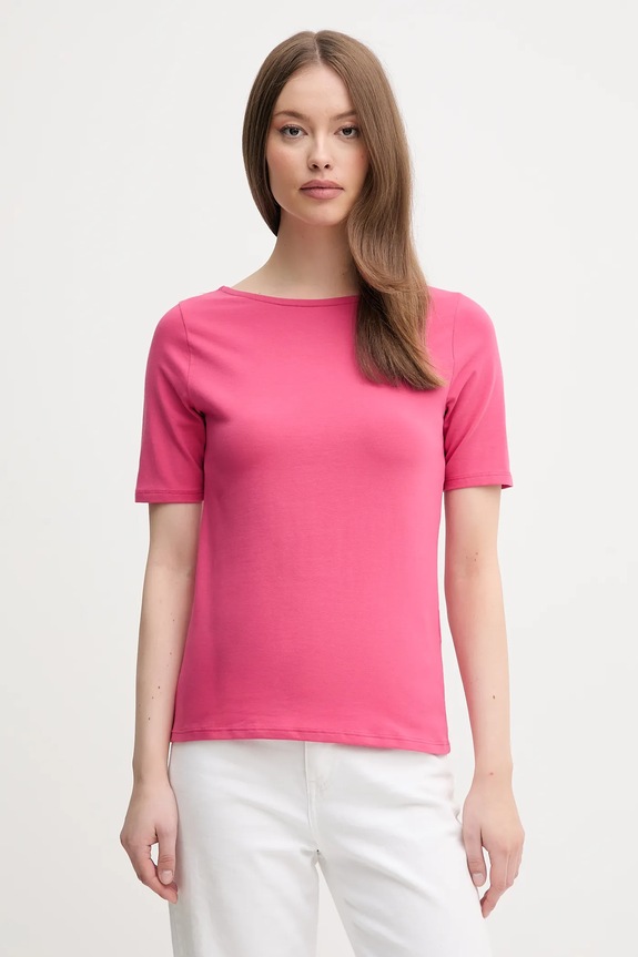 Μπλουζάκι United Colors of Benetton με ελαστάν ροζ 3FJHD109K