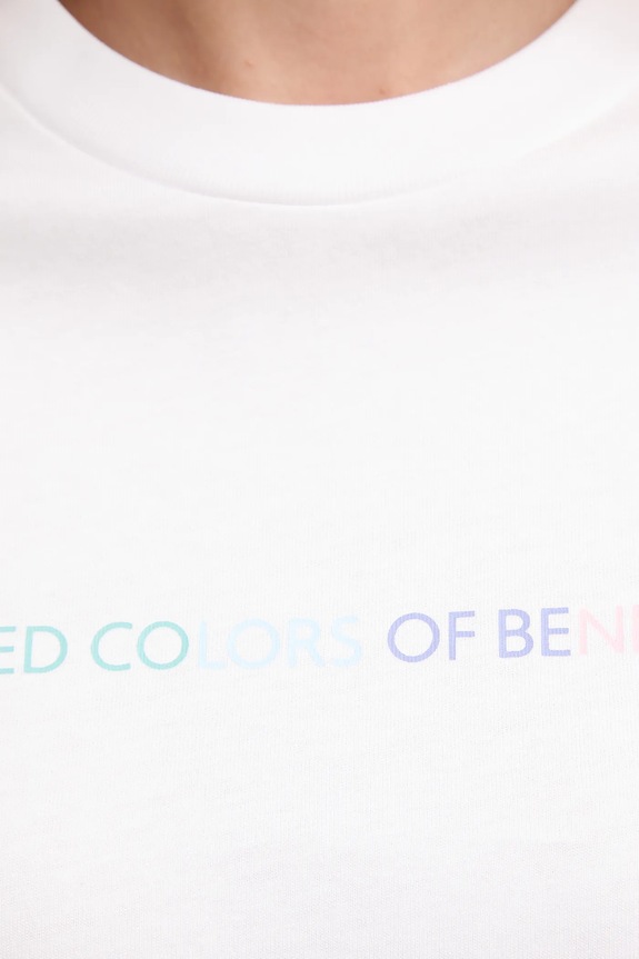 Βαμβακερό μπλουζάκι United Colors of Benetton 3BL0D109D λευκό