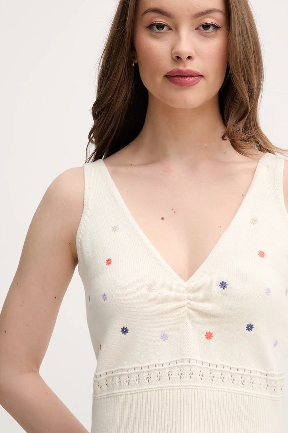 Бавовняний топ United Colors of Benetton бежевий 10C1EH01A