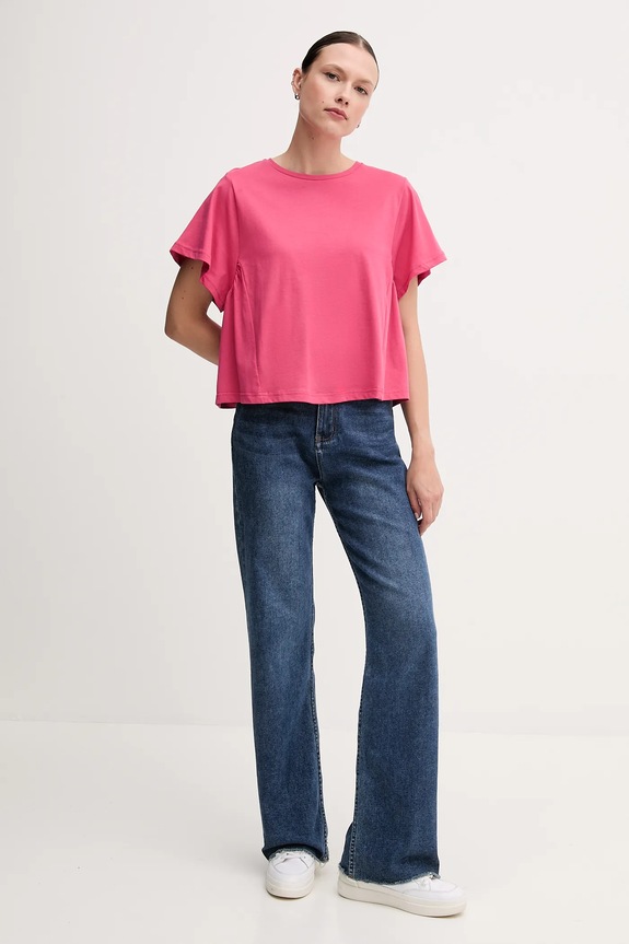 United Colors of Benetton pamut póló 3U53D109U rózsaszín SS25