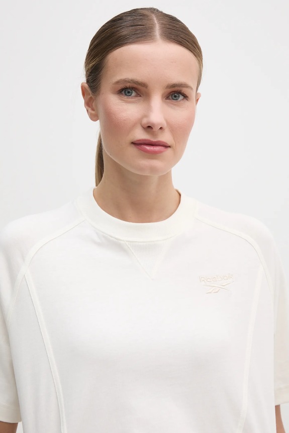 Pamučna majica Reebok Classic bež 100214091