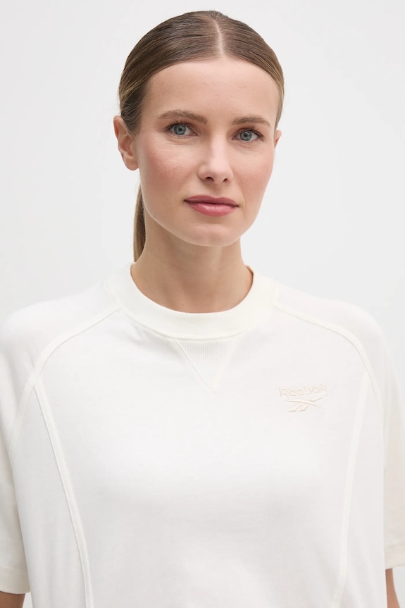 Pamučna majica Reebok Classic bež 100214091