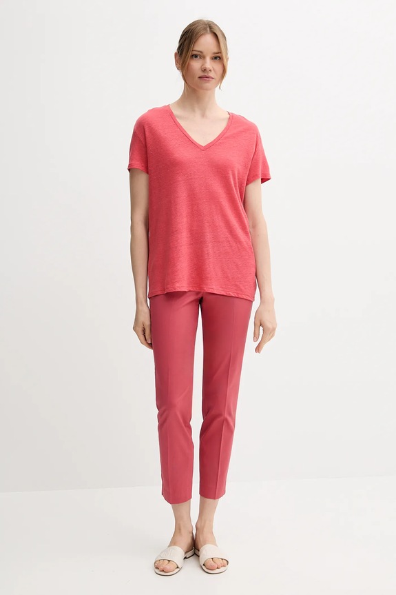 Ľanové tričko United Colors of Benetton 37UJD401Q červená SS25