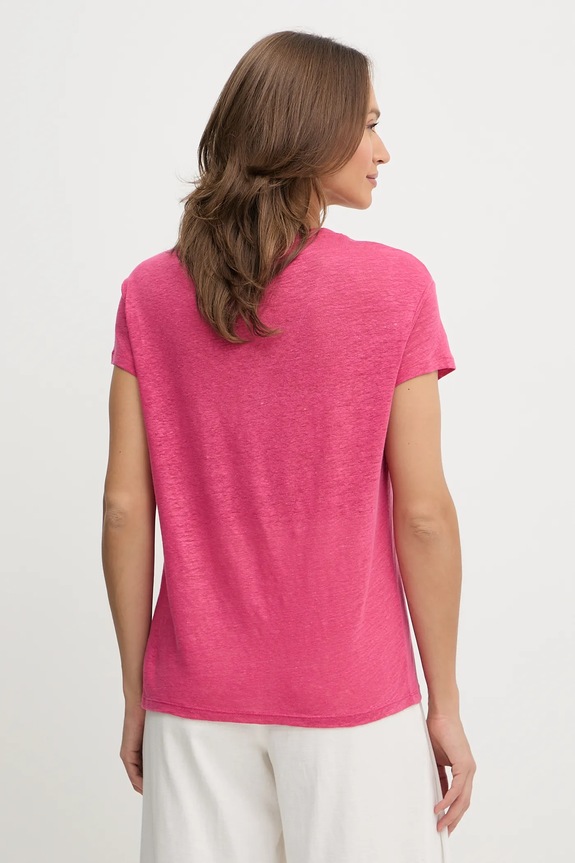 Oblačila Lanena kratka majica United Colors of Benetton 37UJD401Q roza