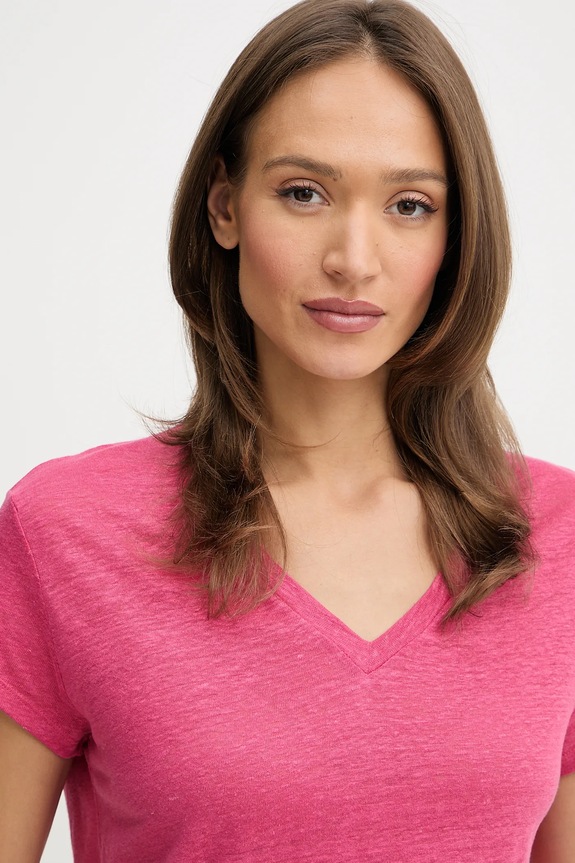 Lanena kratka majica United Colors of Benetton roza 37UJD401Q