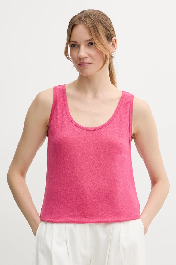 Λευκό τοπ United Colors of Benetton κανονικό ροζ 37UJE8398