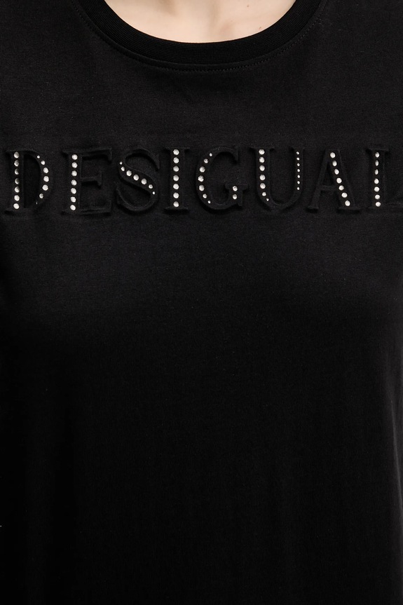 Desigual tricou din bumbac BRANDY 25SWTK17 negru