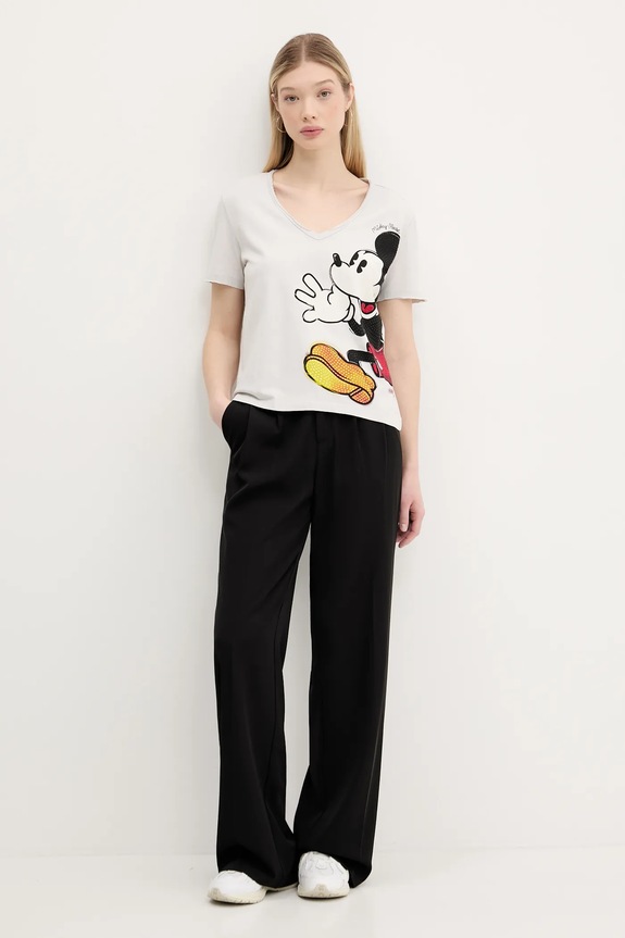 Desigual pamut póló MICKEY JOKER 25SWTKAG szürke SS25