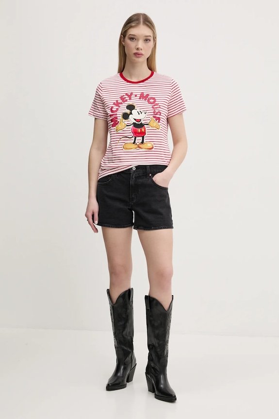 Bavlnené tričko Desigual MICKEY MOUSE 25SWTKAI červená SS25