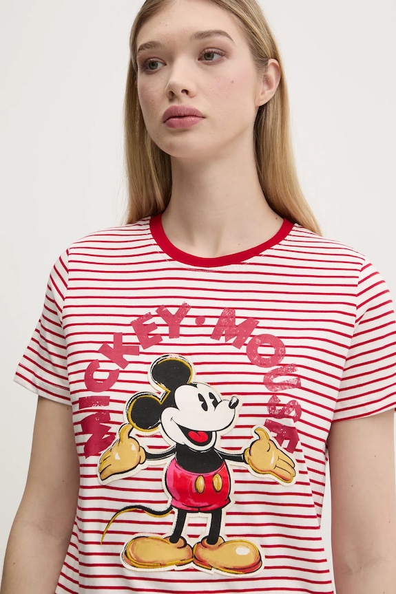 Bavlnené tričko Desigual MICKEY MOUSE červená 25SWTKAI