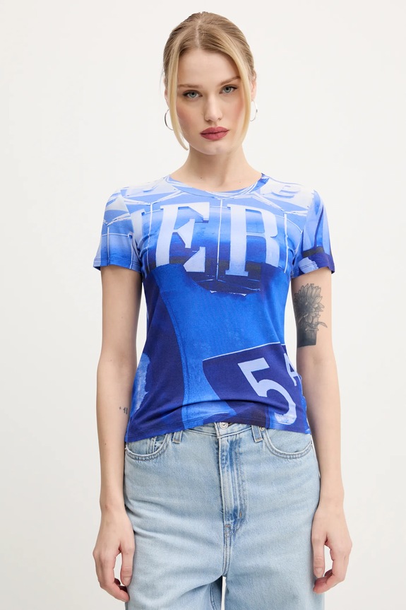 Desigual t-shirt POTOMAC wzorzyste niebieski 25SWTKA0