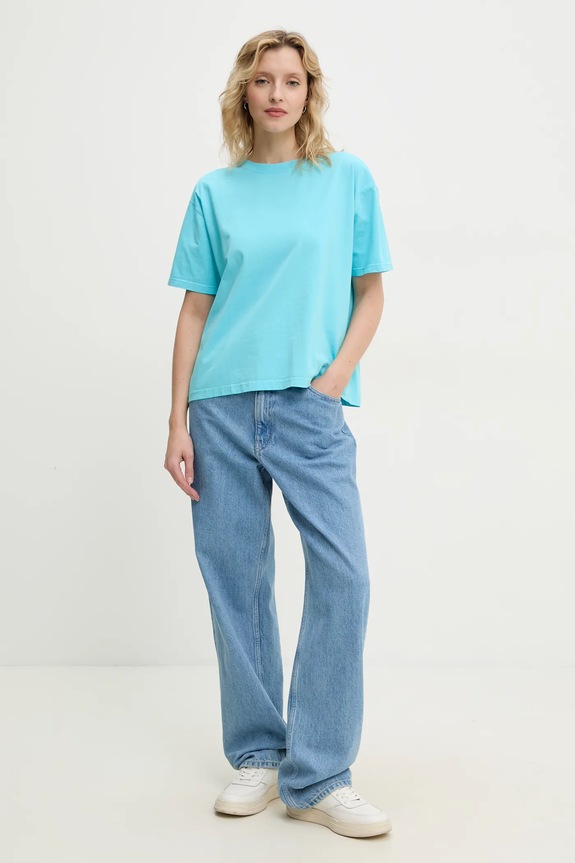 Βαμβακερό μπλουζάκι American Vintage FIZ02AE25 τιρκουάζ AA00