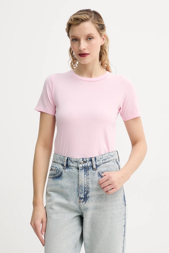 Bavlnené tričko American Vintage slim ružová GAMI21E25