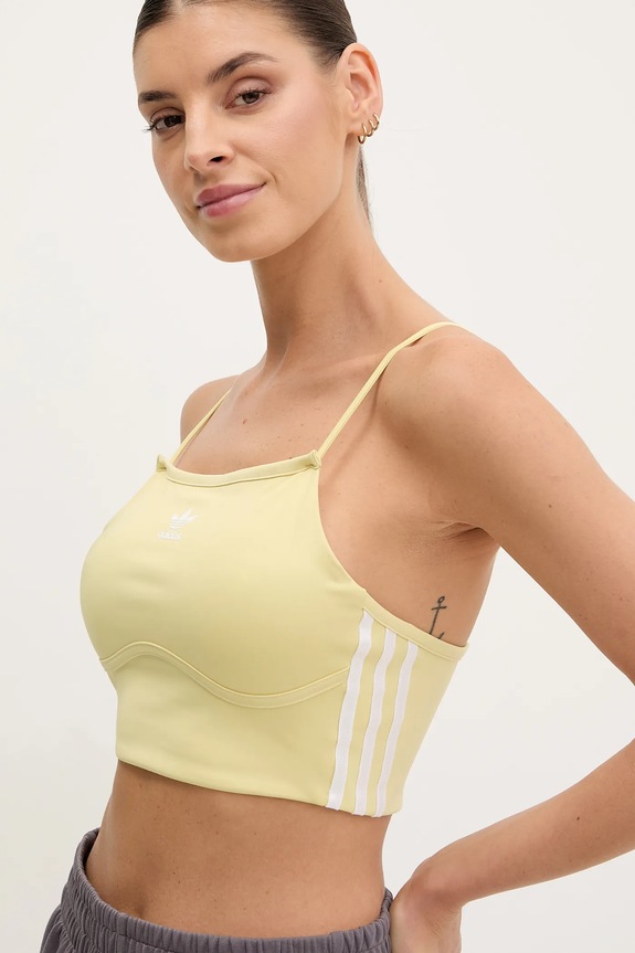adidas Originals top 3-Stripes elasztánnal sárga JD5010