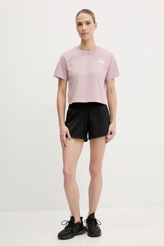 Tričko The North Face Simple Dome Cropped Slim NF0A87U40SO1 ružová SS25