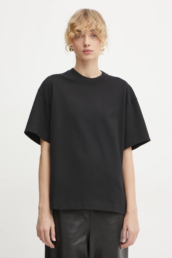 Filippa K tricou din bumbac uni negru 30648.FK