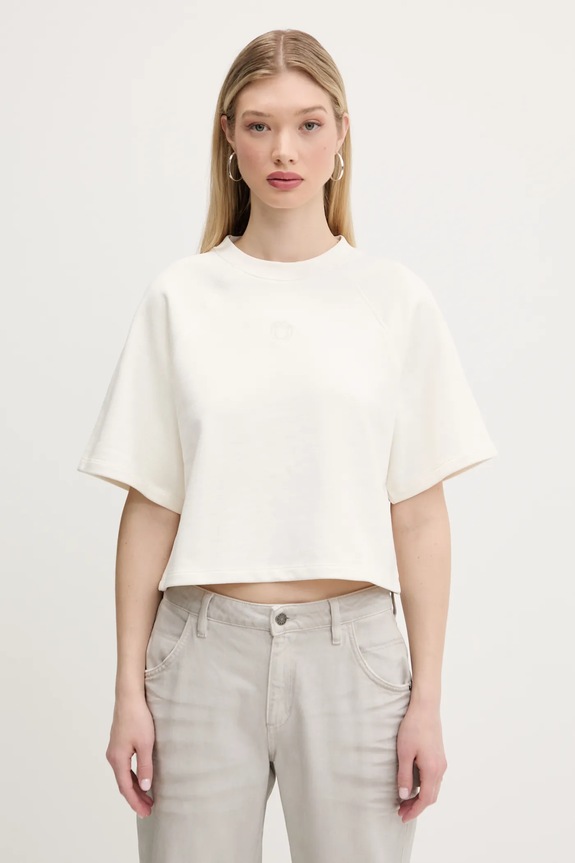 Βαμβακερό μπλουζάκι Hugo Blue κανονικό μπεζ 50537091