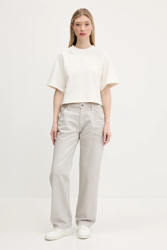 Βαμβακερό μπλουζάκι Hugo Blue 50537091 μπεζ SS25