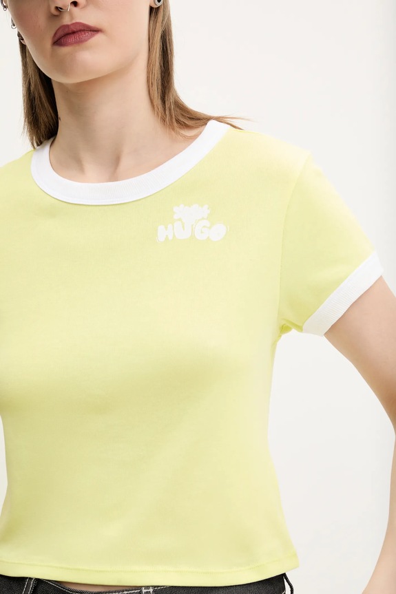 Bombažna kratka majica Hugo Blue rumena 50537476