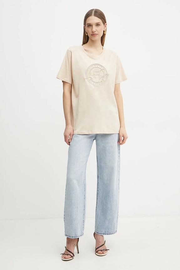 Liu Jo tricou din bumbac TA5174.JS923 bej SS25