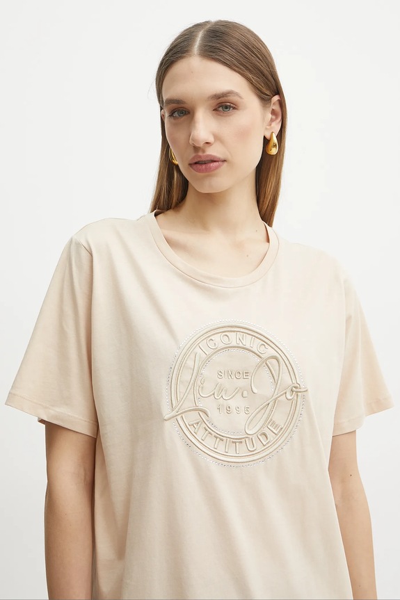 Liu Jo tricou din bumbac bej TA5174.JS923