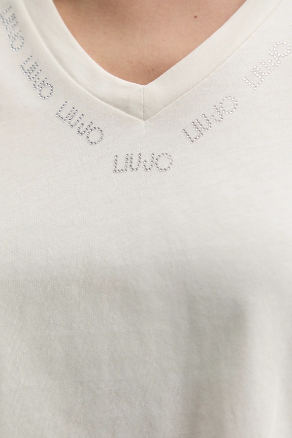 Liu Jo t-shirt bawełniany TA5175.JS923 beżowy