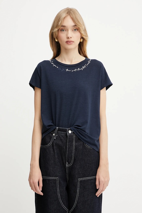 Liu Jo t-shirt elasztánnal sötétkék TA5268.JS005