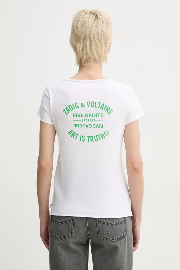Bavlněné tričko ZADIG&VOLTAIRE potisk bílá JWTN02612.107