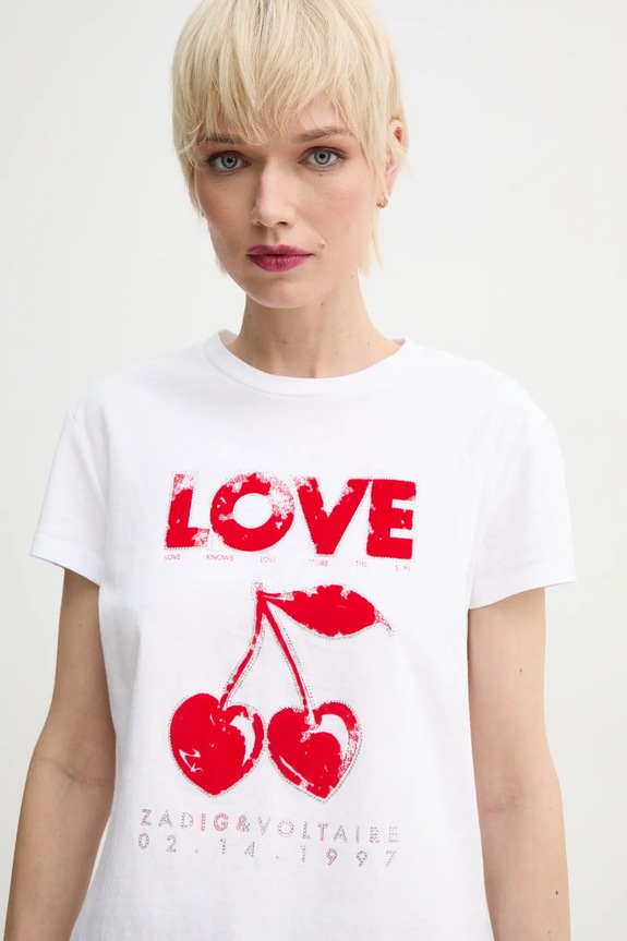 Bavlněné tričko ZADIG&VOLTAIRE bílá JWTS02684.107