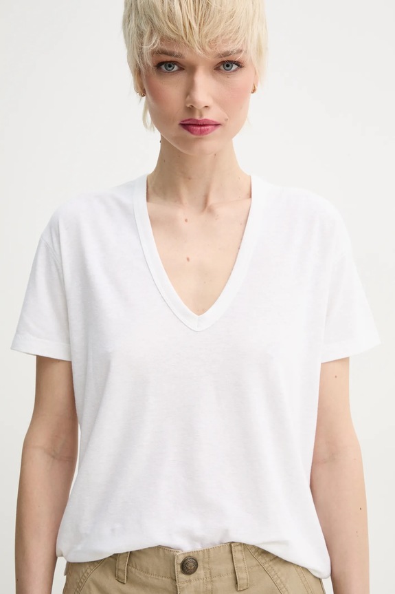 ZADIG&VOLTAIRE tricou din amestec de in alb JWTS02726.107