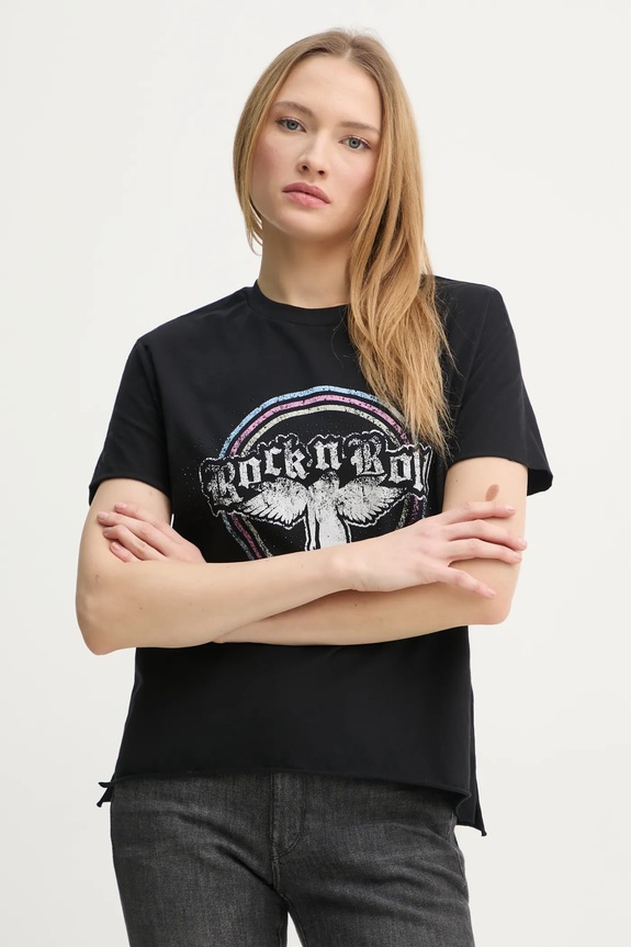 Bavlněné tričko ZADIG&VOLTAIRE kulatý černá JWTS02778.11