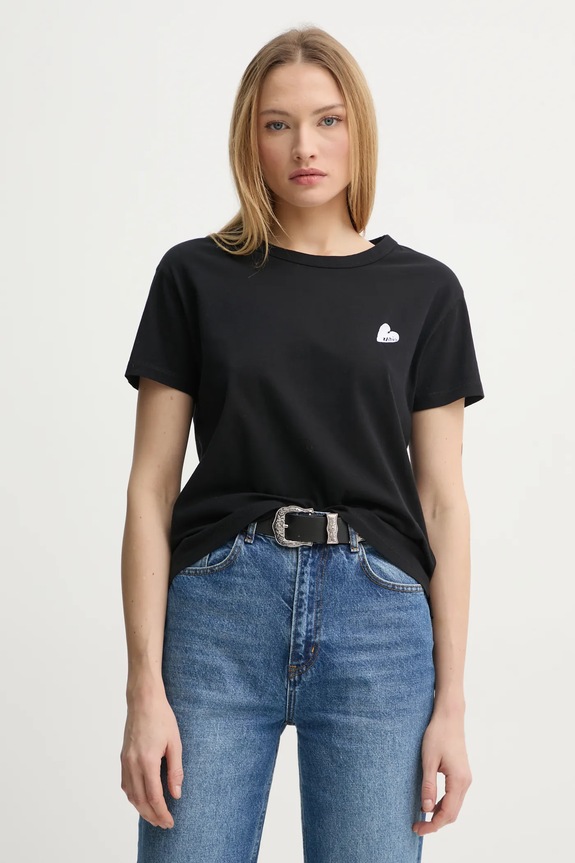 Bavlněné tričko ZADIG&VOLTAIRE nášivka černá JWTS02781.11
