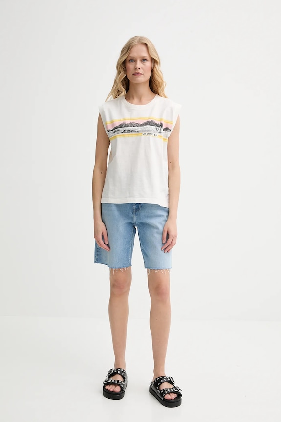 Βαμβακερό τοπ Levi's GR BOXY TANK 001MW μπεζ SS25