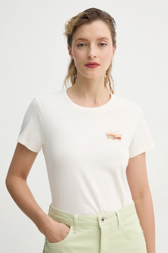 Levi's t-shirt bawełniany THE PERFECT TEE nadruk beżowy 17369.