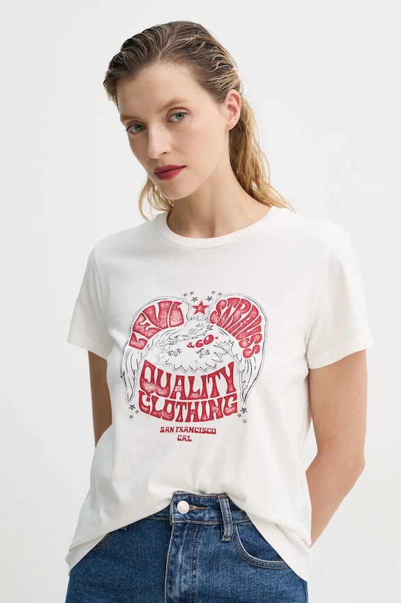 Βαμβακερό μπλουζάκι Levi's THE PERFECT TEE βαμβάκι μπεζ 17369.