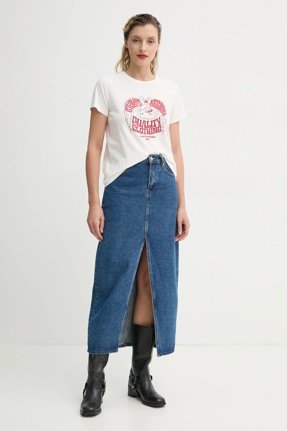 Βαμβακερό μπλουζάκι Levi's THE PERFECT TEE 17369. μπεζ SS25