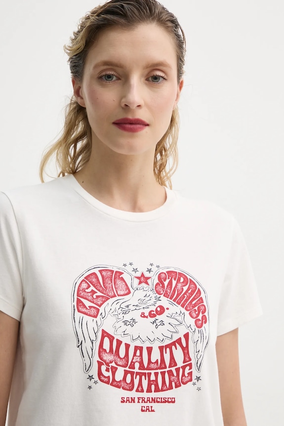 Βαμβακερό μπλουζάκι Levi's THE PERFECT TEE μπεζ 17369.