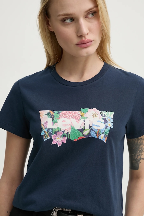 Bavlnené tričko Levi's LSE THE PERFECT TEE potlač tmavomodrá A2086