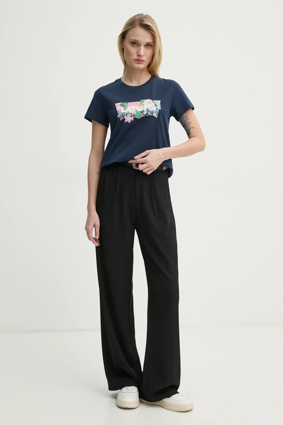 Bavlnené tričko Levi's LSE THE PERFECT TEE A2086 tmavomodrá AW25