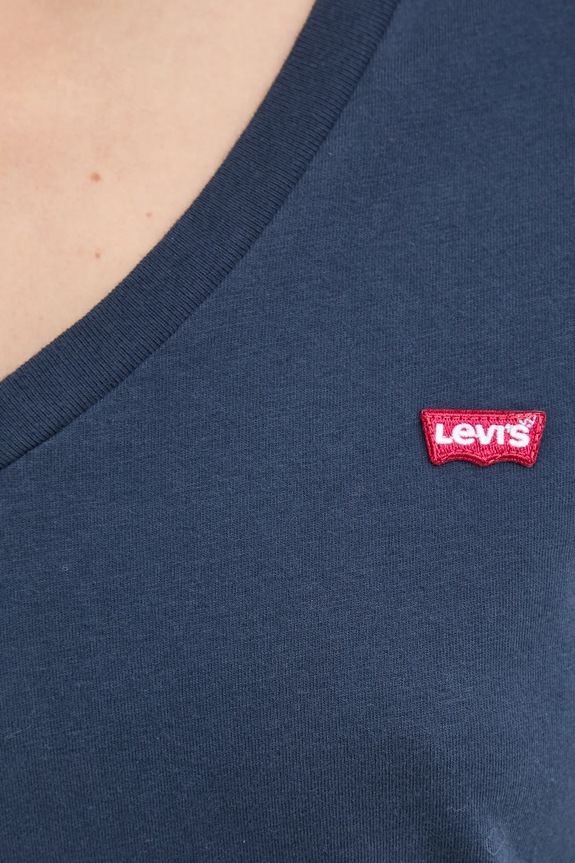Bavlnené tričko Levi's LSE_PERFECT VNECK A3170 tmavomodrá