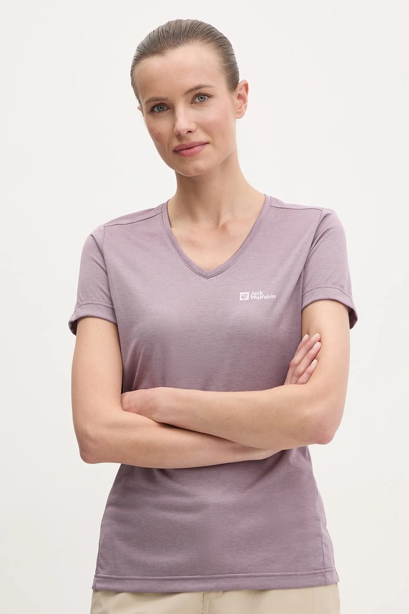 Jack Wolfskin t-shirt sportowy Crosstrail regular fioletowy 1801693