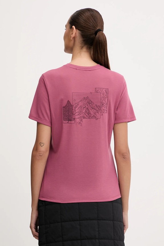 Odzież Jack Wolfskin t-shirt sportowy Vonnan Graphic A63953 różowy