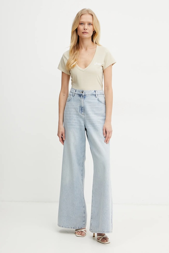 Pamučna majica BOSS Orange 50540432 bež SS25