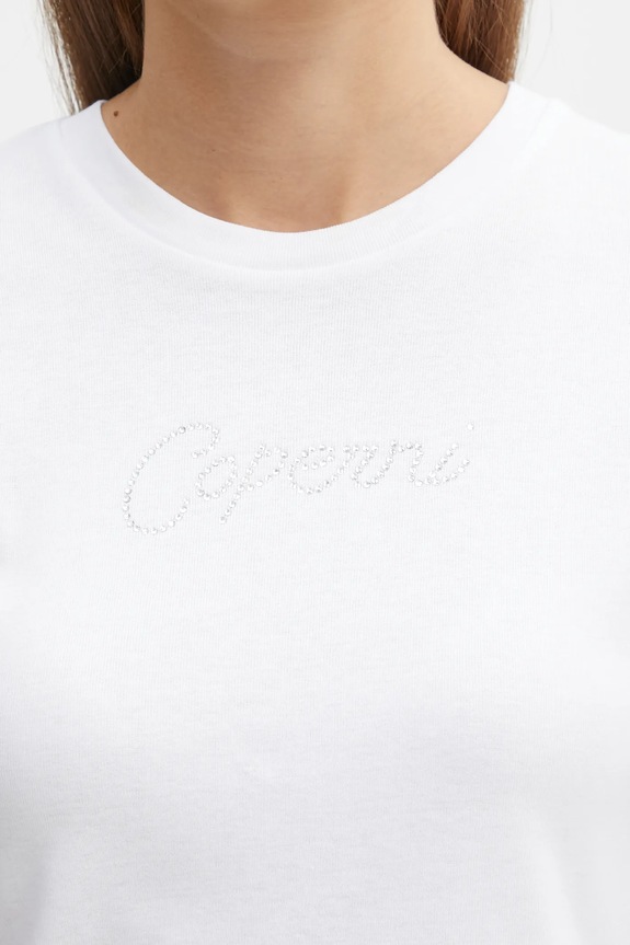 Bavlněné tričko Coperni Crystal Logo bílá COPJS07CRF5017